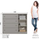 Ver imagem 2 de Cômoda com 4 Gavetas e Porta - Americana - Cinza