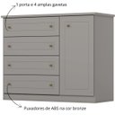 Ver imagem 3 de Cômoda com 4 Gavetas e Porta - Americana - Cinza