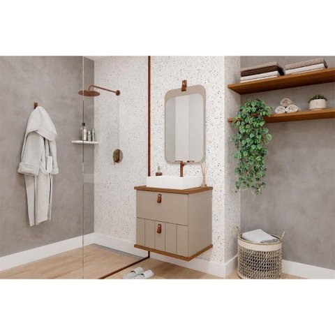 Conjunto Banheiro c/Espelho Milano/Monet 60cm Cappuccino MGM