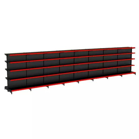 Gondola Centro 170 Fit Ate 8 Metros Preto 80 Bandeja Pe Vermelho