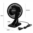 Ver imagem 6 de Ventilador de Mesa 25W Preto Ajustavel Fixador Berco Prateleira Parede Multiuso Portatil Oscilante