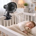 Ver mais imagens de Ventilador de Mesa 25W Preto Ajustavel Fixador Berco Prateleira Parede Multiuso Portatil Oscilante