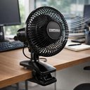 Ver imagem 2 de Ventilador de Mesa 25W Preto Ajustavel Fixador Berco Prateleira Parede Multiuso Portatil Oscilante