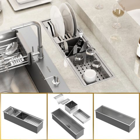 Calha Gourmet Canal Organizador Escorredor Inox 60cm Goldenx