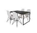 Ver imagem 2 de Mesa Industrial Base Ferro Preto Tampo 137x90 Preto 4 Cadeiras Eames Ferro Preto Assento Branco