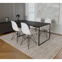 Ver imagem 1 de Mesa Industrial Base Ferro Preto Tampo 137x90 Preto 4 Cadeiras Eames Ferro Preto Assento Branco