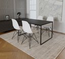Ver imagem 1 de Mesa Industrial Base Ferro Preto Tampo 137x90 Preto 4 Cadeiras Eames Ferro Preto Assento Branco