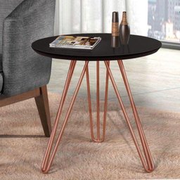 Mesa Lateral Jade Pé Cobre Bisart Decor Cor: Preto - 2
