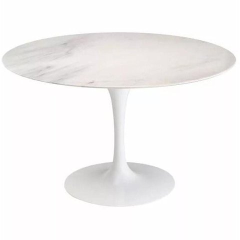 Mesa de Jantar Tulipa Saarinen Redonda 100cm Mármore Branco