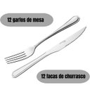 Ver imagem 3 de Jogo Garfo Faca Aço Inox 24 Peças Bar Restaurante Buffet