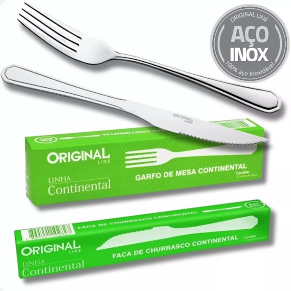 Jogo Garfo Faca Aço Inox 24 Peças Bar Restaurante Buffet