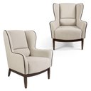 Ver imagem 2 de Kit 2 Poltronas em Tecido Algodão Bege com Base de Madeira Meissa - Larbelle