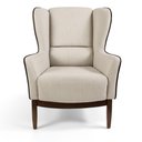 Ver imagem 4 de Kit 2 Poltronas em Tecido Algodão Bege com Base de Madeira Meissa - Larbelle