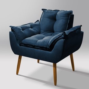 Poltrona Decorativa Opala Sala de Estar:azul-marinho