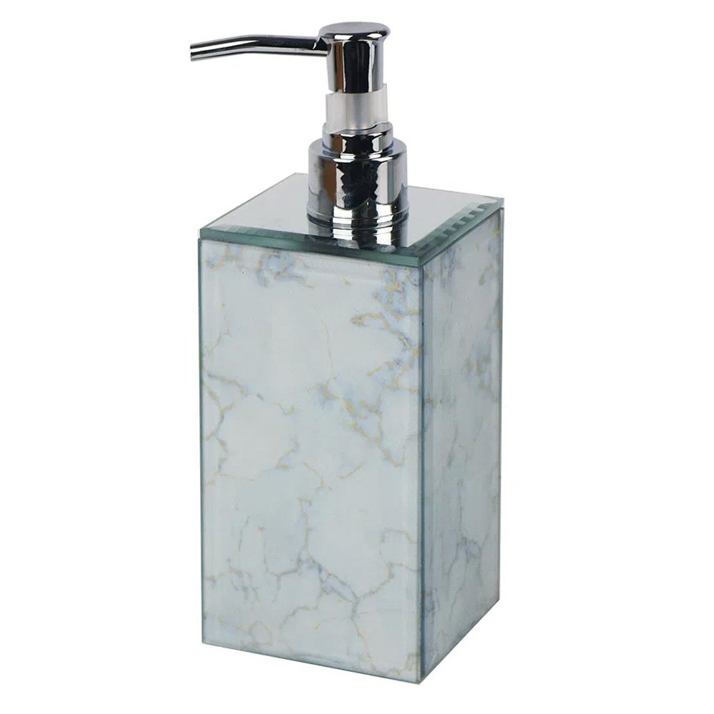 Porta Sabonete Liquido de Vidro Branco Marmorizado AH0468 BTC - 1