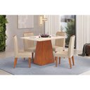 Ver imagem 1 de Conjunto: Mesa Sala Jantar Dulce C/ Tampo Madeirado C/ Vidro Reto 120x90cm e 4 Cadeiras Lia Freijo/