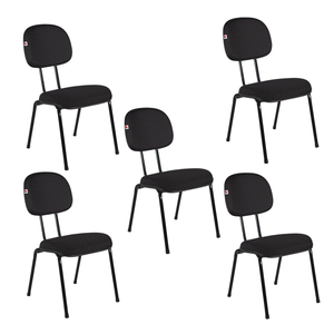 Cadeira Secretária Pé Palito Kit 5 Tecido Preto