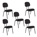 Ver imagem 1 de Cadeira Secretária Pé Palito Kit 5 Tecido Preto
