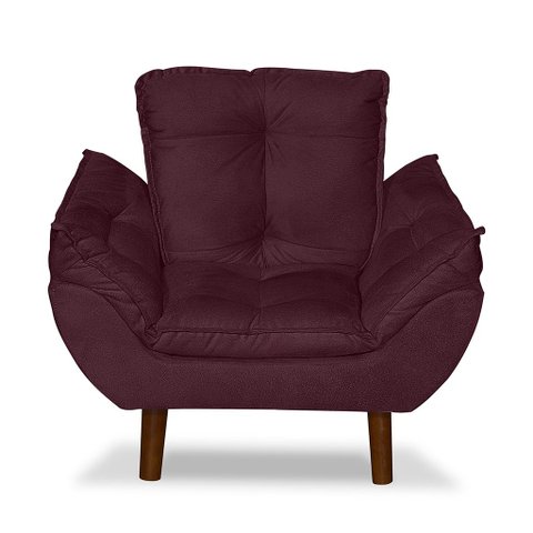Mini Poltrona Cadeira Infantil de Criança Suede Bordo Pés Palito