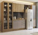 Ver imagem 1 de Armário de Cozinha Modulada Completa Reta 6 Peças 3,30m 235 Botanic Kappesberg - Nogueira/Fendi