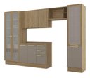 Ver imagem 2 de Armário de Cozinha Modulada Completa Reta 6 Peças 3,30m 235 Botanic Kappesberg - Nogueira/Fendi