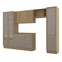 Ver imagem 3 de Armário de Cozinha Modulada Completa Reta 6 Peças 3,30m 235 Botanic Kappesberg - Nogueira/fendi