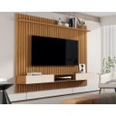 Ver imagem 2 de Painel Para TV Ripado Até 72 Polegadas Vênus 1.8x1.8 Com Nicho Nature/Off White - Giga Móveis
