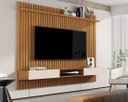 Ver imagem 2 de Painel Para TV Ripado Até 72 Polegadas Vênus 1.8x1.8 Com Nicho Nature/Off White - Giga Móveis