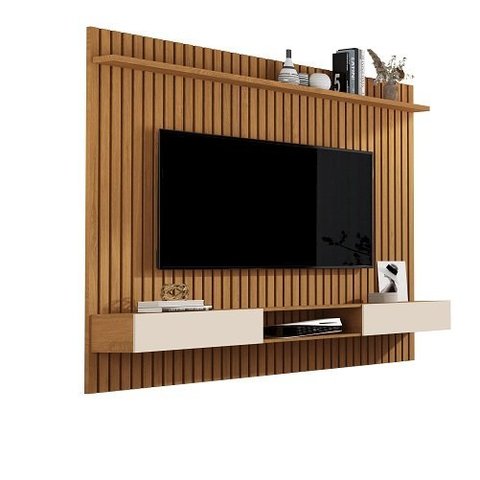 Painel Para TV Ripado Até 72 Polegadas Vênus 1.8x1.8 Com Nicho Nature/Off White - Giga Móveis