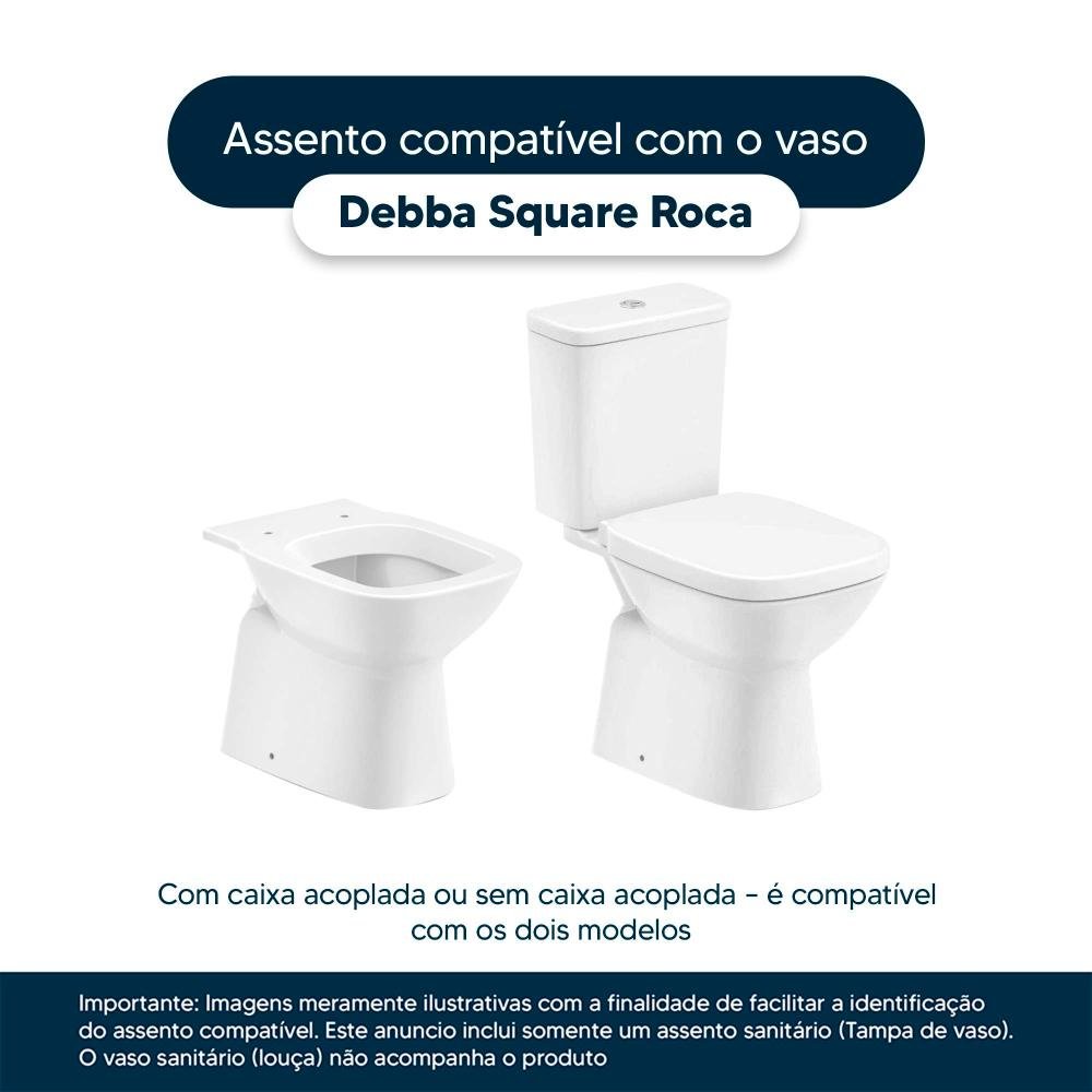 Assento Sanitário em Mdf Debba Square Branco para Bacia Roca - 4