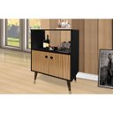 Ver imagem 2 de Aparador Buffet com 2 Portas e 1 Nicho Grande - Preto com Ripado - Canadá - Romar Móveis
