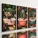 Ver imagem 1 de Kit 3 Quadro Decorativo Animais Banheiro Lavabo Toilette Moderno 28x20cm