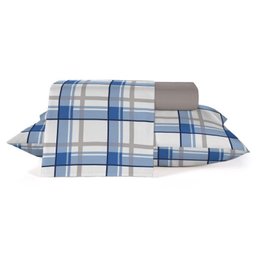 Jogo Cama Casal 150 Fios 4 Peças Diamante Teka - 100% Algodão - Tartan - 1