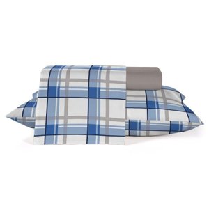 Jogo Cama Casal 150 Fios 4 Peças Diamante Teka - 100% Algodão - Tartan