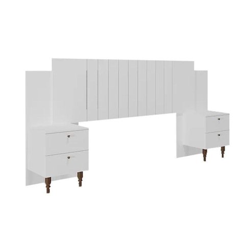 Cabeceira Cama Box Madeirado Casal/queen Genova Extensível C/ 4 Gavetas Branco - Panan