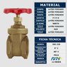 Registro Gaveta Industrial de 1 Latão Forjado Ivm Italy Válvula Gaveta Controle Passagem de Água - 3