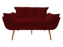 Ver imagem 2 de Kit Namoradeira + 2 Poltronas Decorativa Opala Suede Marsala Pés Madeira Ms Decor