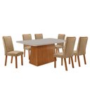 Ver imagem 1 de Mesa de Jantar Aida 180cm Tampo MDF e Vidro Canto Copo com 6 Cadeiras Lira Moderna
