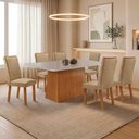 Ver imagem 2 de Mesa de Jantar Aida 180cm Tampo MDF e Vidro Canto Copo com 6 Cadeiras Lira Moderna