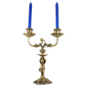 Ver imagem 4 de Castiçal Querubim Duplo Artesanal Em Latão SAT Querubim Dourado