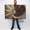 Ver imagem 2 de Quadro Decorativo em Canvas Arquitetura Escadas TaColado Moldura Flutuante 4,5cm Freijó 120 x 80cm