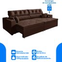 Ver imagem 3 de Sofá 3 Lugares Smart Retrátil, Reclinável 2,12m Tecnologia Carregamento 3 Portas Usb Marrom