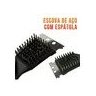 Escova Limpa Grelha de Aço para Churrasqueira com Raspador - 2