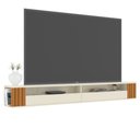 Ver imagem 2 de Rack Ripado Suspenso Luxo para Tv até 80 Polegadas com Nichos e Portas 220 Cm