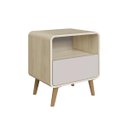 Ver imagem 1 de Mesa de Cabeceira Linha Curve 1 Gaveta 47X36cm Carvalho/Bege