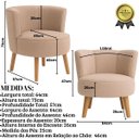 Ver imagem 2 de Kit 3 Cadeiras Estofadas para Sala de Espera Tecido Veludo Aconchegante Pés de Madeira Resistente