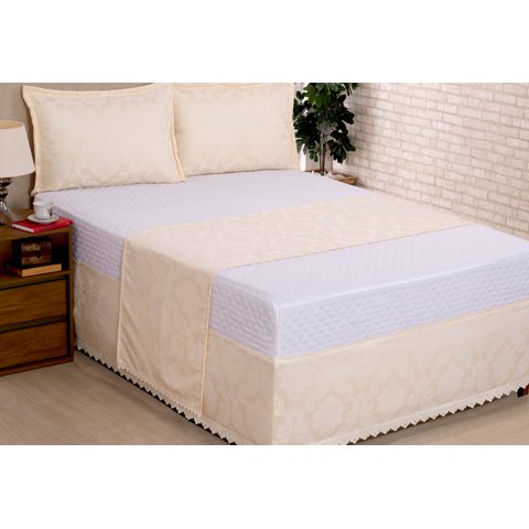 Saia para Cama Box Colchobox Jacquard King Palha