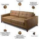 Ver imagem 3 de Sofá 3 Lugares para Sala de Estar Living 210cm Cadore L06 Couro Camel - Lyam Decor