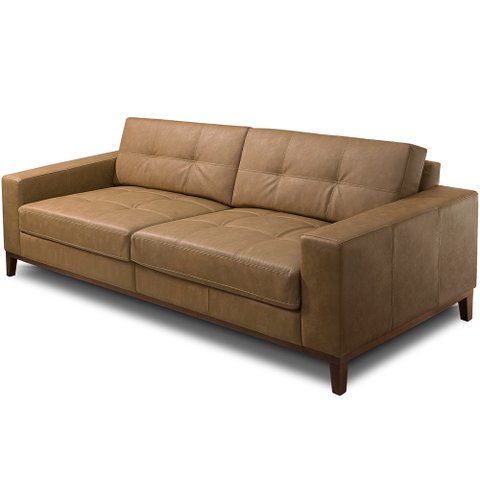 Sofá 3 Lugares para Sala de Estar Living 210cm Cadore L06 Couro Camel - Lyam Decor