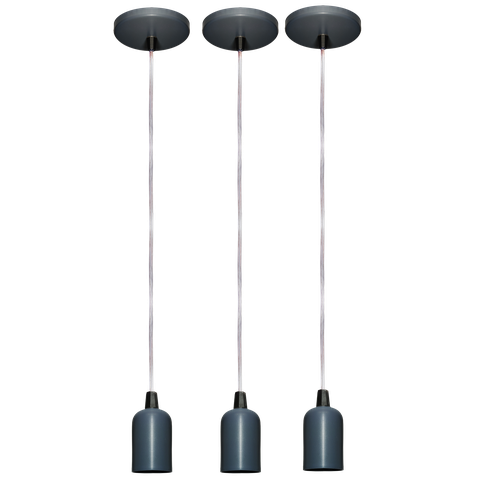 Kit 03 Pendente Moderno Modelo Clean Cinza Todos Ambientes